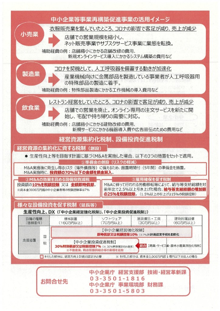 企業の思い切った事業再構築を支援裏
