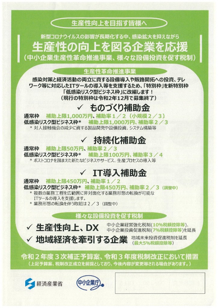 生産性の向上を図る企業を応援表