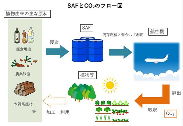 SAFとCO₂のフロー図