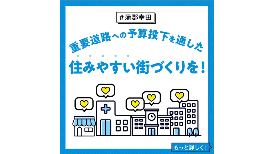 【蒲郡幸田】 重要道路への予算投下を通した、住みやすい街づくりを！