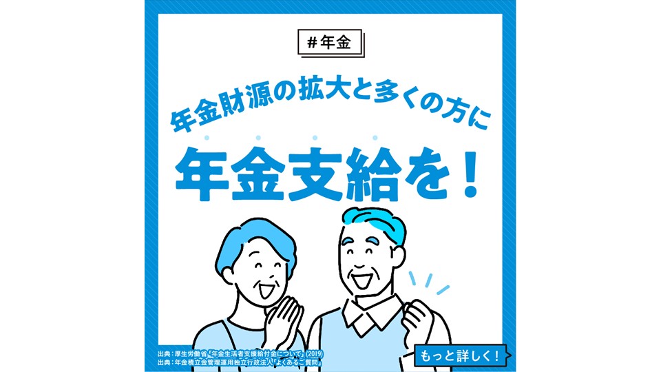 【年金】 年金財源の拡大と多くの方に年金支給を！